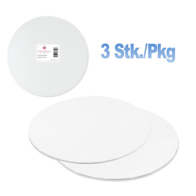 Tortenplatte 3 mm weiss 3 Stk. Packung  rund 15 cm x 3 mm dick Cakecard von Cake-Masters - beidseitig fettabweisend