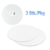 Tortenplatte 3 mm weiss 3 Stk. Packung  rund 30 cm x 3 mm dick Cakecard von Cake-Masters - beidseitig fettabweisend