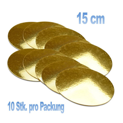 Torten Platten Set d&uuml;nn 10 Stk. 15 cm, 2,5 mm dick GOLD  rund von  Cake-Masters