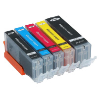 Lebensmittel Tinte Patronen Set entspricht Canon CLI-571 + PGI-570 5 Stk. mit Chip f. z.B. TS5050, MG5750 und MG6850 TK170