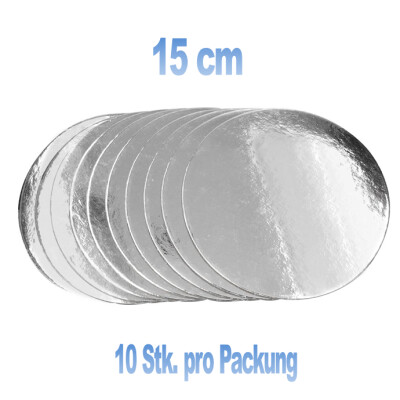 Torten Unterlagen Set d&uuml;nn 10 Stk. 15 cm 2,5 mm dick SILBER gl&auml;nzend  rund Silver Plate von  Cake-Masters