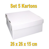 Set 5 x Tortenkarton 26 x 26 x 15 cm extra stabil...