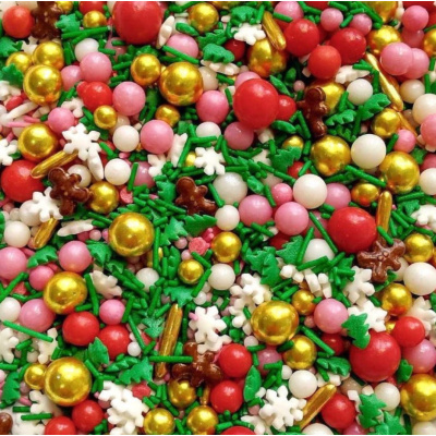 Weihnachtszeit Zuckerstreusel 100 g  Mix  von SD Pearls  mit Lebkuchenm&auml;nnern, Schneeflocken, Tannen...