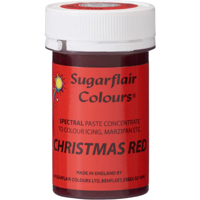Spectral konzentrierte Paste Christmas red - Weihnachts-Rot Lebensmittelfarbe  25 g von Sugarflair - E171frei - f&uuml;r Zuckerpasten, Icing, Buttercreme etc.