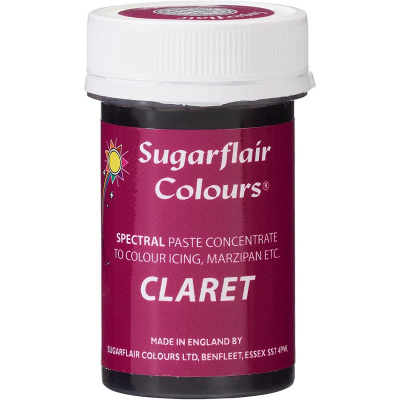 Spectral konzentrierte Paste Claret - Bordeaux Rot Lebensmittelfarbe  25 g von Sugarflair - E171frei - f&uuml;r Zuckerpasten, Icing, Buttercreme etc.