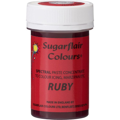 Spectral konzentrierte Paste Ruby - Rubin Rot Lebensmittelfarbe  25 g von Sugarflair - E171frei - f&uuml;r Zuckerpasten, Icing, Buttercreme etc.