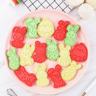 Ostern Hasen und Küken Ausstecher plus Präger Set 12 teilig - 6 Ausstecher und 6 Stempel,