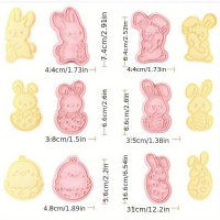 Ostern Hasen und Küken Ausstecher plus Präger Set 12 teilig - 6 Ausstecher und 6 Stempel,