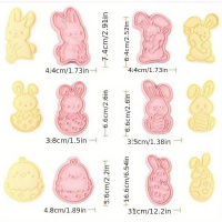 Ostern Hasen und K&uuml;ken Ausstecher plus Pr&auml;ger Set 12 teilig - 6 Ausstecher und 6 Stempel,