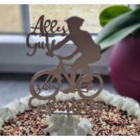 Geburtstag Alles Gute Bike Fahrrad fahren Holz Tortenstecker  ca 14 x 11 cm