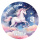 Einhorn Alles Gute auf Wolken Tortenbild rund mit individuellem Text  in verschiedenen Größen 15 cm