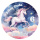 Einhorn Alles Gute auf Wolken Tortenbild rund mit individuellem Text  in verschiedenen Größen 15 cm
