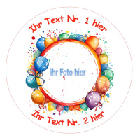 Rahmen Luftballon mit Bild  und Wunschtext Tortenbild 15 cm