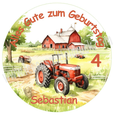 Bauernhof Traktor Geburtstag Tortenbild rund