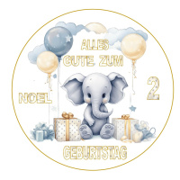 Baby Elefant Geburtstag Tortenbild rund