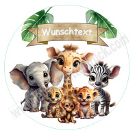 Safari  Wunschtext Tortenbild rund f&uuml;r Geburtstag...
