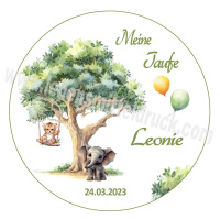 Taufe Baum Elefant Tortenbild rund 13