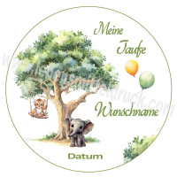 Taufe Baum Elefant Tortenbild rund 20 cm