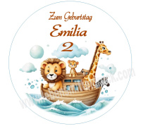 Arche Noah Tortenbild rund Aufleger für Geburtstag, Taufe, Geburt, Erstkommunion ... individuell gestaltbar
