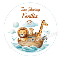 Arche Noah Tortenbild rund Aufleger für Geburtstag, Taufe, Geburt, Erstkommunion ... individuell gestaltbar 15 cm