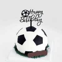 Fu&szlig;ball Happy Birthday Acryl Topper - schwarz  ca 11 x 9 cm