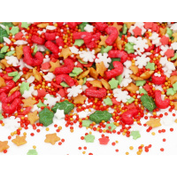 Weihnachten Sprinkles Unterm Mistelzweig 80 g - Under the mistletoe von Cake Masters mit Zuckerstangen, Ilex  in rot, gr&uuml;n, wei&szlig; und Gold