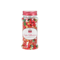 Weihnachten Sprinkles Unterm Mistelzweig 80 g - Under the mistletoe von Cake Masters mit Zuckerstangen, Ilex  in rot, gr&uuml;n, wei&szlig; und Gold