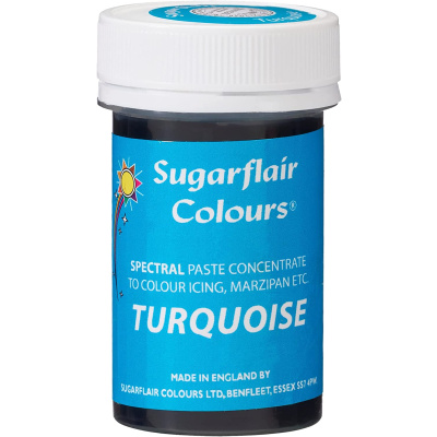 Spectral konzentrierte Paste Turquoise - T&uuml;rkis Lebensmittelfarbe  25 g von Sugarflair - E171frei - f&uuml;r Zuckerpasten, Icing, Buttercreme etc.