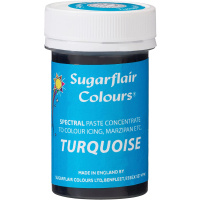 Spectral konzentrierte Paste Turquoise - T&uuml;rkis Lebensmittelfarbe  25 g von Sugarflair - E171frei - f&uuml;r Zuckerpasten, Icing, Buttercreme etc.