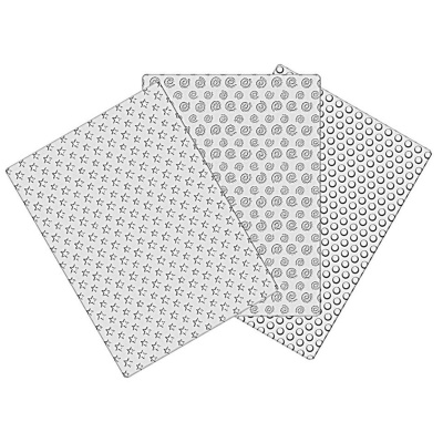 Prägefolienset 3 Dekofee 3 Stk. im Set - Sterne, Spiralen, Kreise - extra kleine Muster