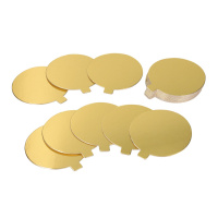 Golden Plate f&uuml;r T&ouml;rtchen 9 cm mit Griff Set 20 Stk.  GOLD gl&auml;nzend  rund von  Cake-Masters
