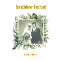 Rahmen Gold eckig mit Blattgrün Tortenbild A4