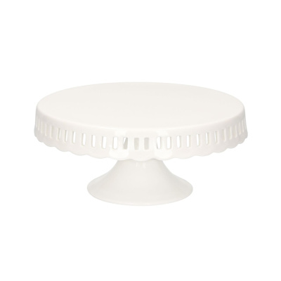 Tortenständer Keramik weiß Infinity Duchmesser 25 cm, Höhe 11 cm - mit Satinband individualisierbar