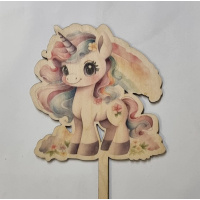 Einhorn Holztopper  -  bedruckt ca. 12 x 13 cm