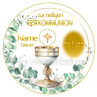 Erstkommunion Kelch Goldrahmen Efeu Tortenbild rund 13 cm