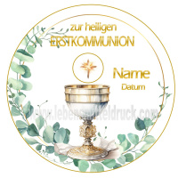 Erstkommunion Kelch Goldrahmen Efeu Tortenbild rund 13 cm