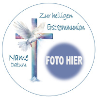 Erstkommunion Kreuz Taube Tortenbild rund