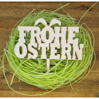 Frohe Ostern Holztopper  -  natur ca. 13,5 cm breit