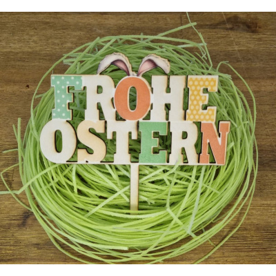 Frohe Ostern Holztopper  - bedruckt mit Lebesmitteltinte ca. 13,5 cm breit