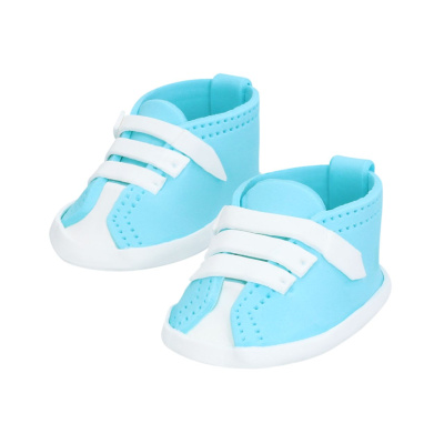 Babyschuhe Hellblau Feinzucker  von Cake-Masters - Jungen Sneakers Handarbeit Gr&ouml;&szlig;e 9 x 5,5 x3,5 cm MHD 30.4.24