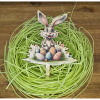 Frohe Ostern Hase im Nest  Holztopper  - bedruckt mit...