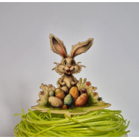 Frohe Ostern Hase im Nest  Holztopper  - bedruckt mit Lebesmitteltinte ca. 11 x 11 cm