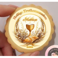 Erstkommunion Kelch mit Brot klein rund Aufleger 1 Seite A4 Oblatenpapier 0,6 Wafer Paper keine - einfach selber ausschneiden 5 cm 20 Stk.