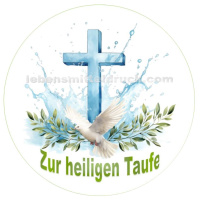 Taufe Wasser Kreuz Taube Tortenbild rund