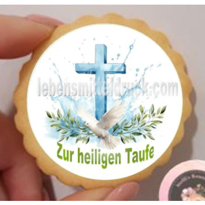 Taufe Wasser Kreuz Taube klein rund Aufleger 1 Seite A4 Oblatenpapier 0,6 Wafer Paper keine - einfach selber ausschneiden 5 cm 20 Stk.