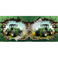 Traktor  kommt aus Torte Tortenband essbar 6,5 cm hoch - 3 x 29,6 cm auf premium Fondantpapier