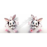 Hase kommt aus Torte  - Tortenband essbar 6,5 cm hoch - 3 x 29,6 cm auf premium Fondantpapier