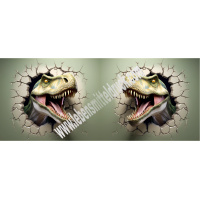 Dinosaurier kommt aus Torte  - Tortenband essbar 6,5 cm hoch - 3 x 29,6 cm auf premium Fondantpapier