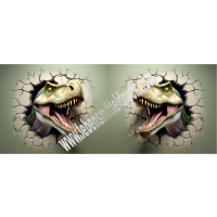 Dinosaurier kommt aus Torte  - Tortenband essbar 6,5 cm hoch - 3 x 29,6 cm auf premium Fondantpapier
