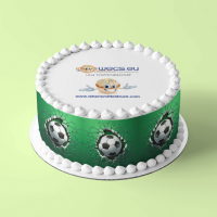 Fußball kommt aus Torte  - Tortenband essbar 6,5 cm...